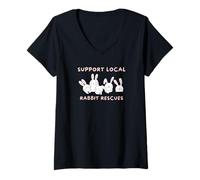Womens Rabbit Adoption, Support Local Rabbit Rescues V-Neck T-Shirt