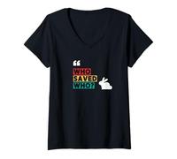 Womens Rabbit Adoption, Who Saved Who? V-Neck T-Shirt