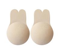 Women's Rabbit Ear Lifting Bras Cloth Bunny Reusable Silicone Nipple Covers Up Backless Bra Comfy Maternity Bra (Beige, 9)