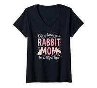 Women's Rabbit Mom Lifes Better As A Rabbit Mom Mini Rex Owner V-Neck T-Shirt