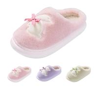 Womens Rabbit Slippers, Ladies Cute Slippers, Christmas For Her Rabbit Bowknot Slipper Girlish Heart Princess Mules Close Toe Fluffy Slipper Faux Fur Lined Shoes Plush House Footwear