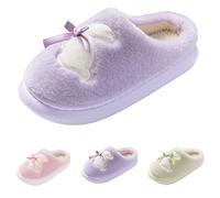 Womens Rabbit Slippers - Ladies Cute Slippers - Rabbit Bowknot Slipper Girlish Heart Princess Mules Close Toe Fluffy Slipper Faux Fur Lined Shoes Plush House Footwear Christmas For Her