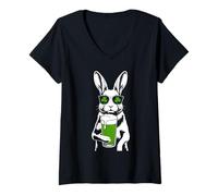 Women's Rabbit St Patty's Shamrock Beer Funny St Patrick's Day V-Neck T-Shirt