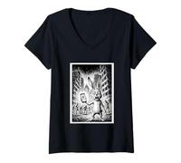 Women's Rabbit Zombie Apocalypse Comics Selfie V-Neck T-Shirt