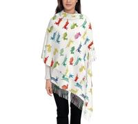 Women'S Rabbits In Different Poses Jumping Running Print Scarf,Fall Winter Fashion Fringed Shawl,Soft Warm Scarves, Sun-Proof Wrap Shawl