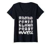 Womens Raccoon Alphabet Men Women Kids Funny Alphabet V-Neck T-Shirt