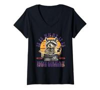 Women's Raccoon Eating Pizza What is It Not Great V-Neck T-Shirt