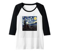 Womens Raccoon Funny Starry Night Van Gogh Trash Panda Lover Meme Raglan Baseball Tee