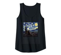Womens Raccoon Funny Starry Night Van Gogh Trash Panda Lover Meme Tank Top