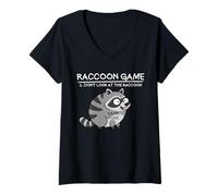 Womens Raccoon Game Don't Look at The Raccoon Funny Raccoon V-Neck T-Shirt