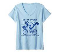 Womens Raccoon Get In Loser Trouble Ain't Gonna Make Itself V-Neck T-Shirt
