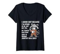 Women's Raccoon I Avoid Stuff Because I'm Afraid of me V-Neck T-Shirt