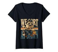 Women's Raccoon Mail Carrier We Sort At Dawn Letters V-Neck T-Shirt