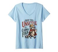 Women's Raccoon Off to Unsettled The Common Folk Medieval V-Neck T-Shirt