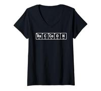 Womens Raccoon Periodic Table Elements Funny Chemistry Science V-Neck T-Shirt