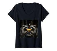 Women's Raccoons Enjoying Tacos Night Out Cinco de Mayo Taco Crew V-Neck T-Shirt
