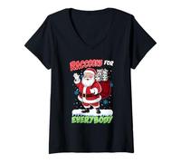 Womens Raccoons for Everybody Men Women Kids Funny Christmas V-Neck T-Shirt