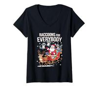 Womens Raccoons for Everybody Men Women Kids Funny Ugly Christmas V-Neck T-Shirt