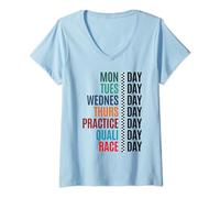 Womens Race Week Countdown Motorsport Fanatic Racing Day Enthusiast V-Neck T-Shirt