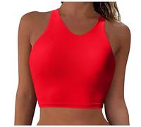 Women's Racerback Bikini Tops Quick Dry Modest Swimsuit Sports Summer Bikini Bra Full Coverage Beach Party Essentials Yoga Cycling Gym Tank Tops Red