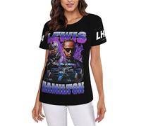 Women's Racing Driver Hamilton 44 Merch Round Neck T-Shirt Multi-Panel Printed Tee Shirt Stylish Versatile Unlock Your Personalized Summer Outfits Multicoloured M