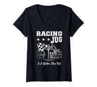 Women's Racing JUG 5.5 Gallon Fun KIT Motorsports Track Days Driver V-Neck T-Shirt