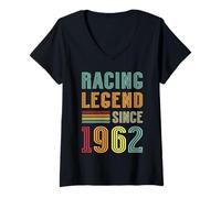 Womens Racing Legend 1962 63 Years Motorsports 63rd Birthday Racer V-Neck T-Shirt