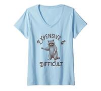 Women's Racoon Lover Trash Eater Feral Mom Expensive & A Difficult V-Neck T-Shirt