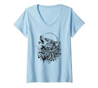 Womens Rad Howling Wolf Design for The Wolfpack V-Neck T-Shirt