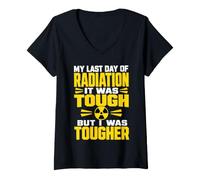 Women's Radiation Therapy Tough Cancer Warrior V-Neck T-Shirt