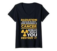 Womens Radiation would be so much more rewarding if Cancer scream V-Neck T-Shirt