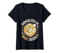 Women's Radicalized By Basic Decency Funny Bird V-Neck T-Shirt