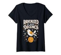 Women's Radicalized By Basic Decency Funny V-Neck T-Shirt