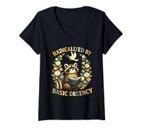 Women's Radicalized by Basic Decency Kindness Peace Political Tees V-Neck T-Shirt