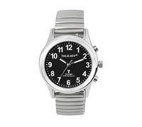 Women's Radio-Controlled Talking Watch Silver Blind Watch Black Dial Metal Strap