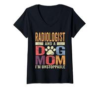 Womens Radiologist Dog Mom Shirt Radiologist And A Dog Mom Pet Love V-Neck T-Shirt
