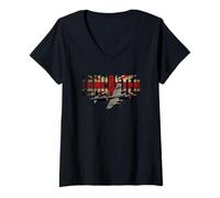 Womens RAF AVRO Lancaster WW2 Bomber Plane UNION JACK Tshirt V-Neck T-Shirt