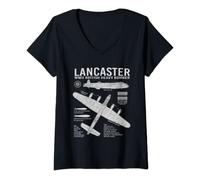 Womens RAF Lancaster Bomber British Aircraft War Plane blueprint V-Neck T-Shirt
