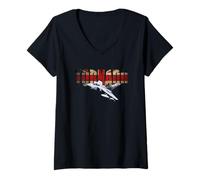 Womens RAF Tornado GR4 Jet Military Airplane Bomber Union Jack V-Neck T-Shirt