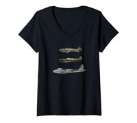 Womens RAF WW2 WWII Fighter Planes Spitfire Hurricane Mosquito Tee V-Neck T-Shirt