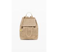 Desigual leisure backpack handbag Half Logo Raffia Backpack Natural beige