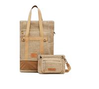 Desigual Raffia Shoulder Bag 29 cm with expansion pleat beige
