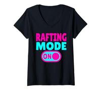 Women's Rafting Mode ON Whitewater River Paddling V-Neck T-Shirt
