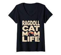 Women's Ragdoll Cat Mom Life V-Neck T-Shirt