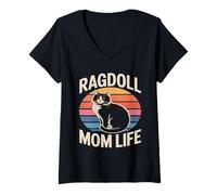 Women's Ragdoll Cat Mom Life V-Neck T-Shirt