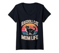 Women's Ragdoll Cat Mom Life V-Neck T-Shirt