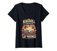 Women's Ragdoll Owner Professional Lap Warmer Royal Cat Pride V-Neck T-Shirt
