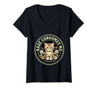 Women's Rage consumes me cat V-Neck T-Shirt
