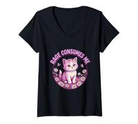Women's Rage consumes me cat V-Neck T-Shirt