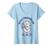 Women's Rage Consumes Me Frog Flower Cute Toad V-Neck T-Shirt